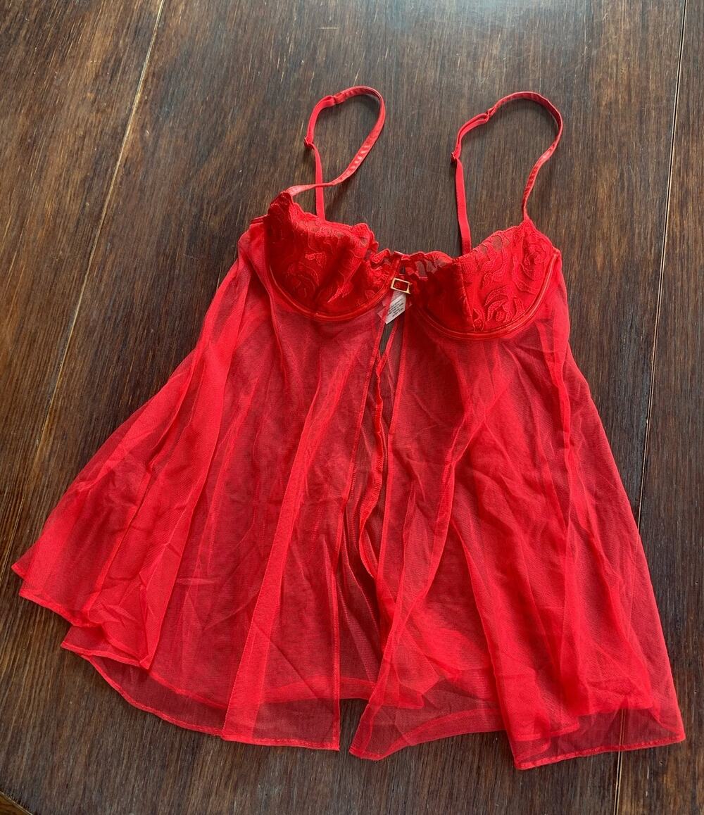 Victoria’s Secret Red Lace Babydoll Chemise Nightgown - 34C